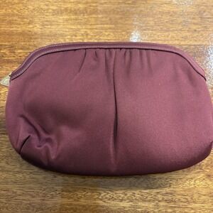 Vintage Morris Moskowitz Evening Clutch Bag Satin Small Burgundy Satin Made USA